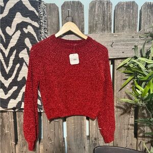 NWT- Altar'd State Red Crew Neck Sweater